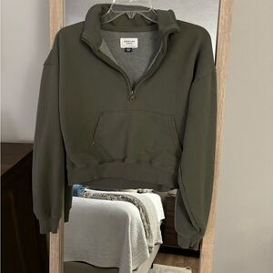 American Eagle Olive Green Half-Zip Sweatshirt
